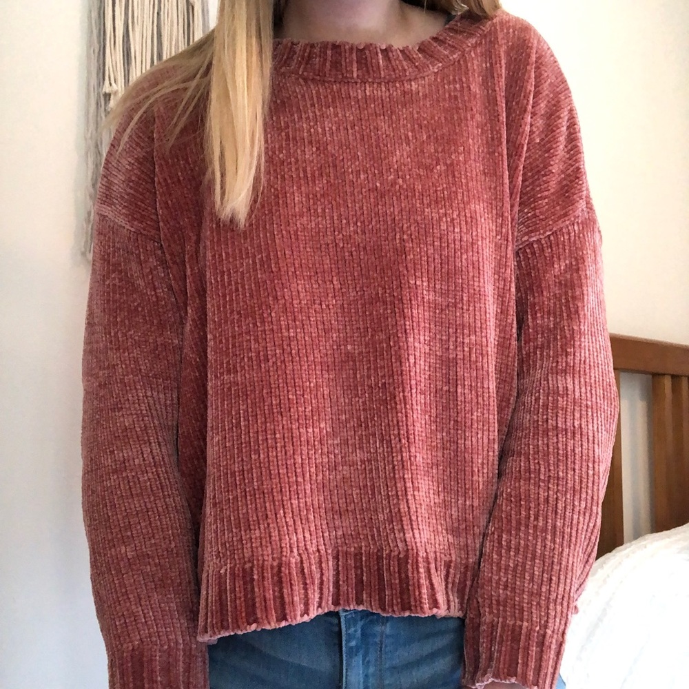 🌿Aerie pink chenille sweater🌿